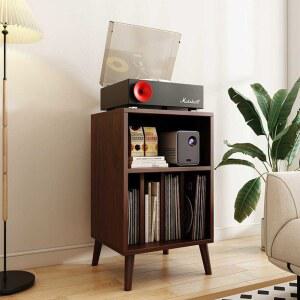 lp 수납장 사이드 거치대 LP장식장 월넛컬러 정리장 매거진랙