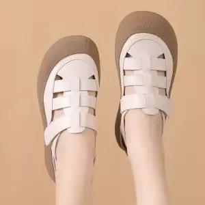 여성 여름 빈티지 신발 두루두루 스트랩 샌들 리얼 가죽 스포츠 겉옷 풀오버 통굽 소 로마 M스포2