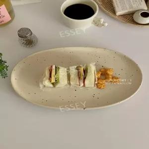북유럽 접시 타원 세라믹 플레이트 스플래시 베이직 원형