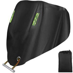 [미국배송] 모터사이클 커버 올 시즌 유니버설 날씨 품질 방수 햇빛 야외 보호 스쿠터 쉘터 찢어짐 방지 밤 반사 및 잠금 구멍 보관 가방 최대 105인치 차량에 맞습니다