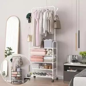 옷걸이행거 5단 선반 이동식 철제 행거 스탠드 옷걸이 옷장 헹거