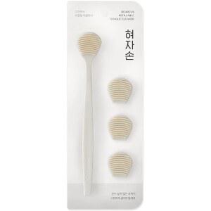 최대 9개월 동안 교체 가능한 헤드 3개가 있는 DEARCUS 혀 스크레이퍼 - 개그 반사를 줄이기 위해 설계된 부드러운 BPA 프리 TPE 클리너가 호흡을 상쾌하게 하고 흰색 코팅을 제거하는 데 도움을 줍니다(흰색)