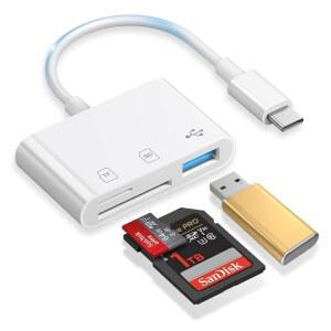 17용 SD 카드 리더 USB C 16 15, 마이크로 디지털 카메라 어댑터용 3-in-1 메모리 17 /17 Pro /16 Max Plus /15 Max와 호환됩니다