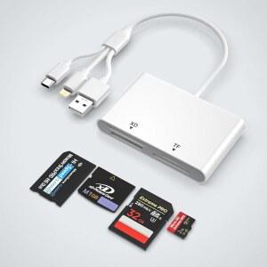 /Android /PC용 메모리 스틱 프로 듀오 어댑터, 4 in 1 SD /TF /MS /XD 픽처 카드 리더, 리더 라이트닝 /USB -C OTG 소니 플러그 앤 플레이용