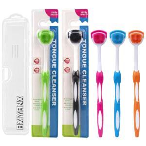 스크레이퍼 및 브러시, 여행용 케이스 포함 5팩, 마이크로 브리스틀 혀 클리너(5가지 색상)