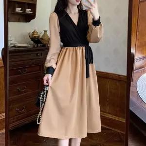 [더블디][더블디] 여성 2컬러 페미닌 투톤 배색 V넥 원피스 OPC016 (41470423A)