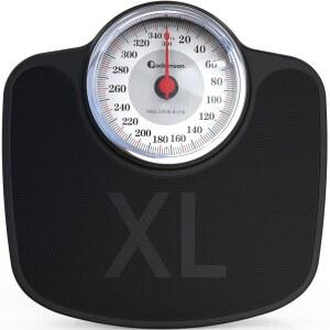 아담슨 A27 과체중용 오버사이즈 체중계 - 최대 350파운드 새로운 미끄럼 방지 고무 표면 초대형 고정밀 욕실 아날로그 20년 보증으로 내구성이 뛰어납니다