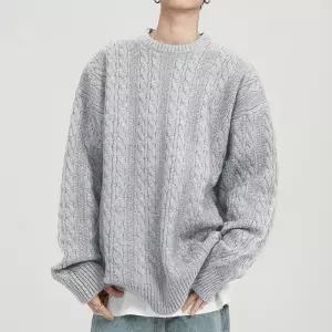 남성 3컬러 두툼 꽈배기 라운드넥 스웨터 IS-TS77 (43414309)