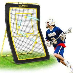 라크로스 리바운더 - 라크로스, 축구 및 야구용 5각 조절식 뒷마당 스포츠 네트 4x7피트 배구 네트, 타겟 스트립, 솔로 드릴이 있는 뒷마당용