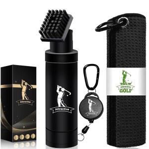 매력적인 골프 클럽 클리너 세트, 워터 브러시와 와플 패턴 타월 포함. 남성용 브러시 / 액세서리 선물