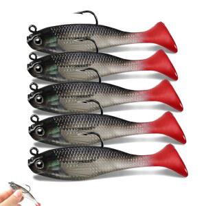 와이섬머 낚시 미끼 세트, 5Pcs 소프트 바이오닉 머리 바다 물고기 도구 날카로운 트레블