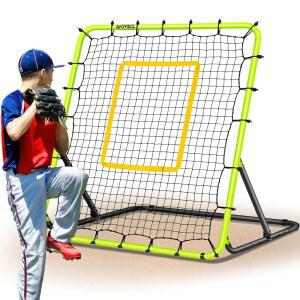 야구 리바운더 네트 4x4.5FT - 그라운드, 라인 드라이브 및 플라이 볼, 축구 소프트볼 배구 리바운더, 행백으로 바운스 백 네트를 위한 5가지 조절 가능한 앵글 훈련 장비