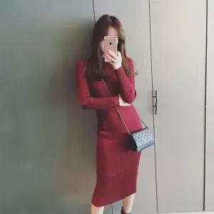 [더블디][더블디] 여성 골지 니트 H라인 2컬러 무지 롱 원피스 LK-K004 (10226129A)