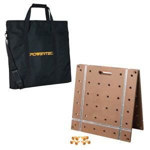 POWERTEC 72289 Arachni-Flex 24인치 x 48인치 접이식 작업대 테이블탑 (휴대용 포함) - 휴대용 (사전 드릴링된 개 구멍, T-트랙 및 목공용 작업대용 퀵 인서트 잠금장치