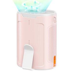 Hellekl 2026 AI 휴대용 선풍기 충전식, 4단 강력한 공기 흐름, 최대 25시간의 작업 시간을 제공하는 개인용 허리 선풍기, 목 걸기/캠핑, 야외, 현장에 착용 가능 - 핑크