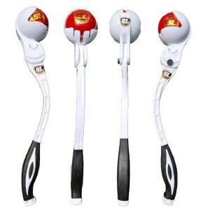 크로미-SL 크리켓 볼링 연습용 소형 조절식 사이드암 볼 던지기 | 시속 60km에서 160km 속도 풀 피치와 하프 피치 최대 30피트 노크 공간(흰색) LxWxH 42x8x6cm