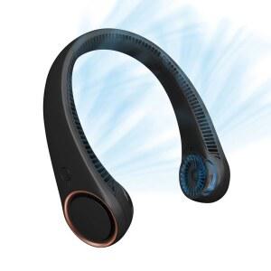 CIVPOWER 넥 선풍기: 휴대용 개인 목 냉각 충전식 블레이드리스 선풍기 - 핸즈프리 3단 4000mAh 배터리 USB 작동 웨어러블 헤드폰 디자인 남성 여성 아웃도어용 선물 (블랙)