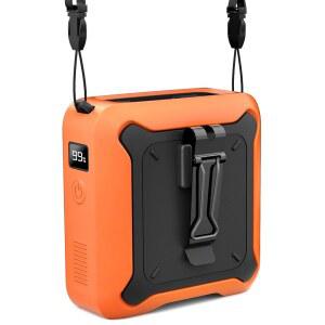 벨트 언더 셔츠의 휴대용 허리 팬 클립, LED 디스플레이 및 손전등, 8000mAh 배터리 구동, 충전식 5단 14600RPM 개인용 냉각 팬, 창고, 야외 작업장, 오렌지