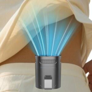 휴대용 허리 선풍기 충전식 미니 소형 개인 배터리 작동식 선풍기, 셔츠 바지 벨트 버클 루프 포켓용 무료 클립, 블랙 사일런트 목걸이 착용 쿨링 에어컨 실외용