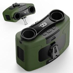 웨어러블 벨트 개인용 선풍기 충전식, 10단 속도 및 듀얼 에어 콘센트로 작동하는 40시간 냉각 배터리, 야외 작업 현장 캠핑을 위한 목 걸이식 Soool 20000mAh 휴대용 허리 클립