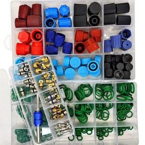 자동차 A/C 밸브 코어, 오링 & 캡 키트 | 에어 먼지 커버 세트(77개) AC 코어 구색(40개) - 니트릴 ORINGs(270개) R12 R134a용 자동 에어컨 누수 수정