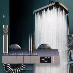 디지털 샤워기 수전세트 욕실 온도 온열판 은색 샤워부스