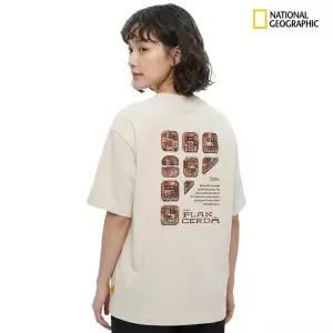 국내매장품 내셔널지오그래픽 크로우 유니 COOL MAX 바르셀로나 그래픽 세미오버핏 반팔 티셔츠 N252UTS091