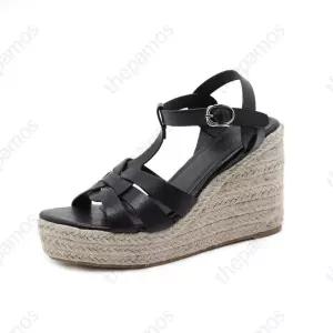 소가죽 웨지힐 웨지굽 호텔리어 여성 구두 통굽힐