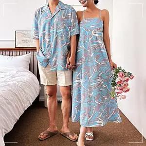 UNK 룩 플라워셔츠 바닷가패션 커플템 남녀 하와이셔츠 아이템 여행커플 R03WF68052