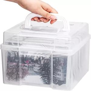 크래프트진스 사진 정리함 및 보관함 5x7 손잡이 내부 플라스틱 6개 카드용 방진 용기 우표 공예품 스티커
