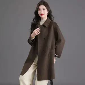 여성용 하프 모직 봄 추동 롱가디건 더블 카디건 양털 코트 원픽3