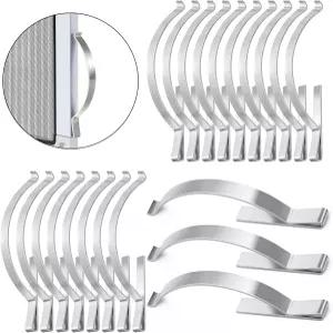 FLYZZ 30Pcs 평면 모서리 마운트 창문 스크린 클립 집 텐션 윈도우 스프링 스테인리스 스틸로 화면 흔들림