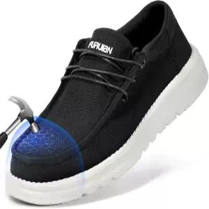 남성용 후루이안 스틸 토 슈즈 로우탑 안전 작업화 경량 스니커즈 편안한 캔버스 로퍼 De Trabajo para