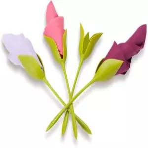 펠그 디자인 블룸 냅킨 홀더 테이블 그린 스템 플라스틱 트위스트 플라워 버드 서브리엣 4개 세트 배열을