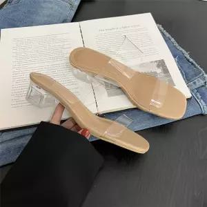 여성용 여름 러블리 신발 웨지힐 샌들 슬리퍼 하이힐 투명 미들굽 크리스탈 슈즈 패션 통굽 다올2