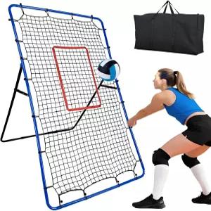 배구 리바운더 네트 7x4FT 세트 각도 조절 바운스 백 트레이닝 장비 범프 스파이킹 연습용 뒷마당 라크로스