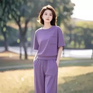 캐주얼 여름 컴포트 트레이닝 세트 반팔세트 여자트레이닝복 반팔 원템2