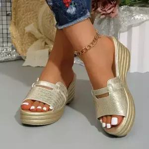 여사친 슬리퍼 오픈토 통굽 여름용 빅사이즈 웨지힐 화 원픽2