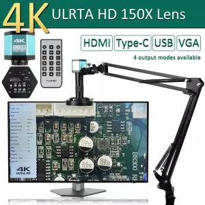 전자 USB 산업용 카메라용 4K 디지털 현미경 HDMI 1-150X 줌 C 마운트 렌즈 휴대폰 Pcb 납땜 48MP