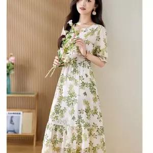 원피스 오피스룩 여름 브이넥 여자쉬폰원피스 데이트룩 쉬폰 빅사이즈 ible2