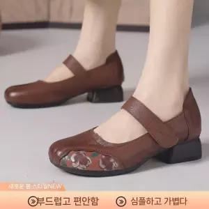 빈티지 가을 소프트탑 머리 여자플랫슈즈 구두 작은 통굽 단화 신춘 빅사이즈 둥근 ible5