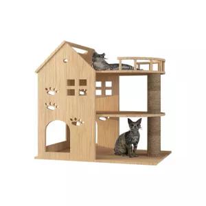 캣타워 안전문 야외 호텔 스크래쳐 하우스 고양이 원목
