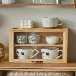 홈카페 찬장 원목 우드 미니수납장 그릇장 컵정리 부엌가구 주방장