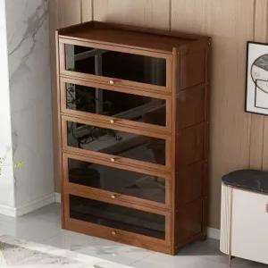 우드 책장 유리문 클래식 수납장 만화책 북유럽 서재 전시장 원목 디스플레이