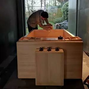 히노끼 욕조 편백 자쿠지 목욕통 스파 사우나 반신욕기 원목 힐링