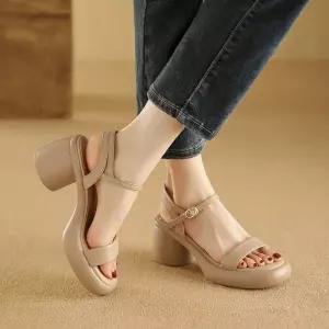 여사친 여름 힐 스트랩 오픈토 밟는 키에 똥 웨지힐 샌들 통굽 키높이 일자 원픽2