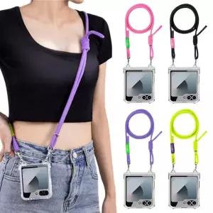 유니커블 갤럭시 Z플립 6 5 컬러 스트랩 투명 하드 힌지 케이스