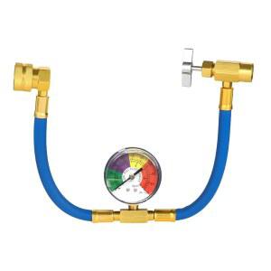 MUQIDA R134A 냉매 충전 호스 키트, 압력 게이지가 있는 1/2인치 Acme 자동차 U-충전 호스, 100PSI 자가 밀봉 A/C 측정 액세서리