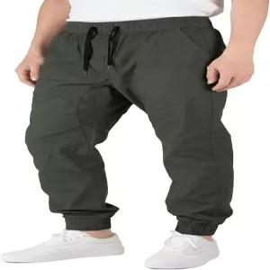 남성용 카키 치노 조거 팬츠 코튼 트윌 스판 바지 슬림핏 캐주얼 면바지 드로스트링 밴딩 하의 사계절용