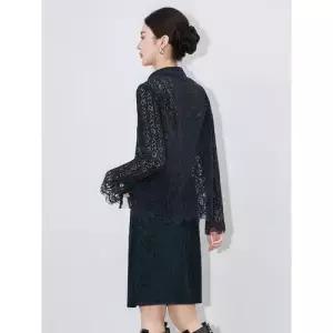 여자레이스블라우스 펀칭 럭셔리 슬림핏 레이스 입체 위 셔츠 자수로 ible1